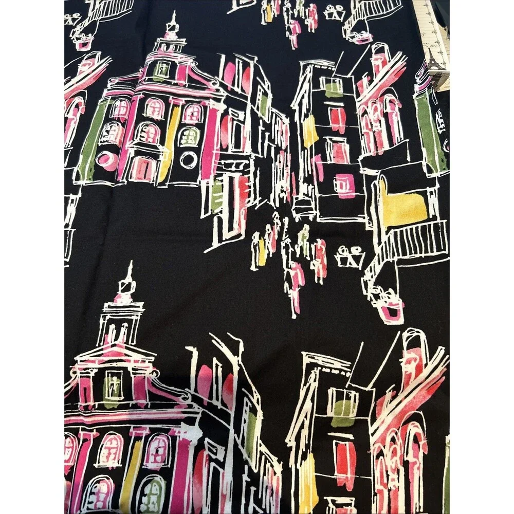 Michael Miller Cotton Quilting Fabric On The Town City Scape Colorful Sketch